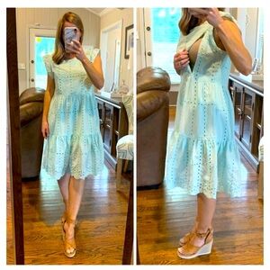 Elegant Light Blue Eyelet Dress